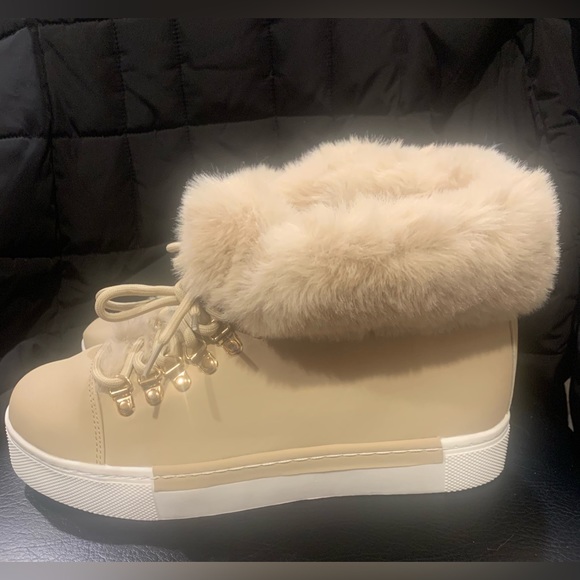 New Warm Faux Fur Trim Women's Casual Lace Up Flat Snow Ankle Boots Shoes Size 9 - Picture 1 of 11